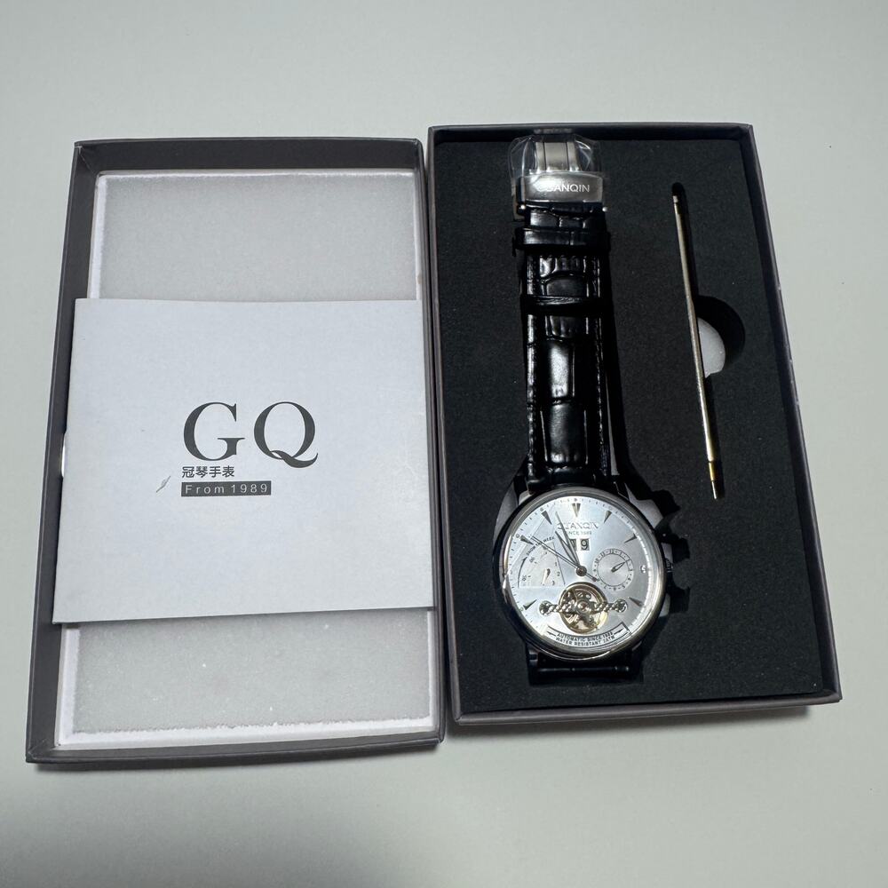 Automatic Men’s Watch – Guanqin - Open Heart Design – Leather Band - NEW in Box - Picture 3 of 8
